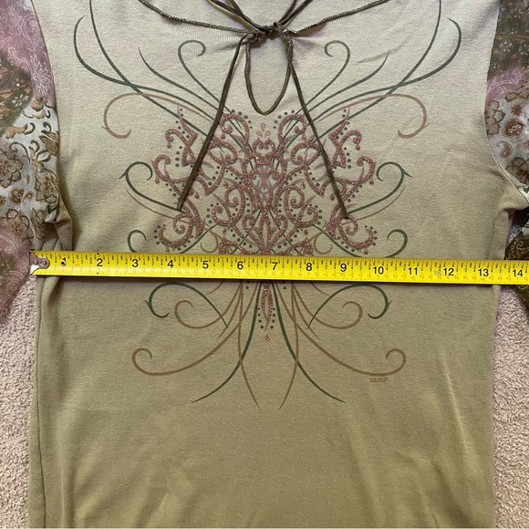 F.A.N.G. Vintage Small Green Glitter Y2K quilted long sleeve shirt - Picture 10 of 12